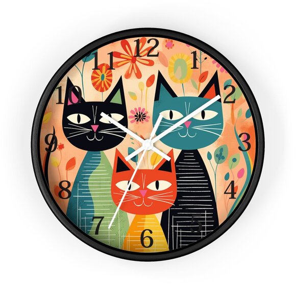 Retro Cat Clock, Vintage-Inspired Midcentury Feline Wall Clock - Picture 9 of 10